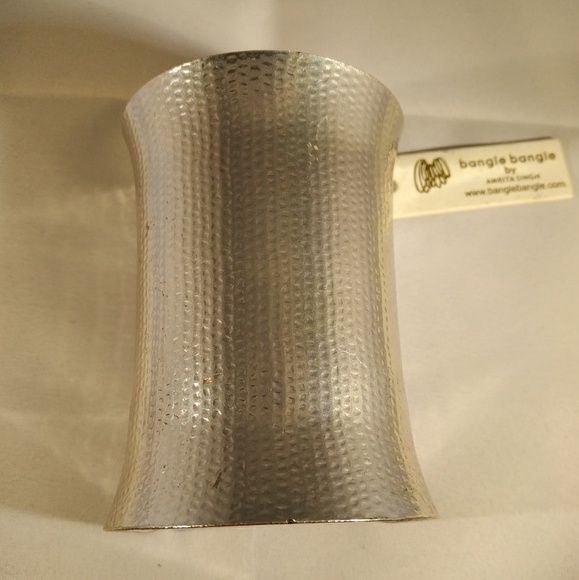 Amrita Singh Jewelry - extra wide Sliver-tone hammered cuff